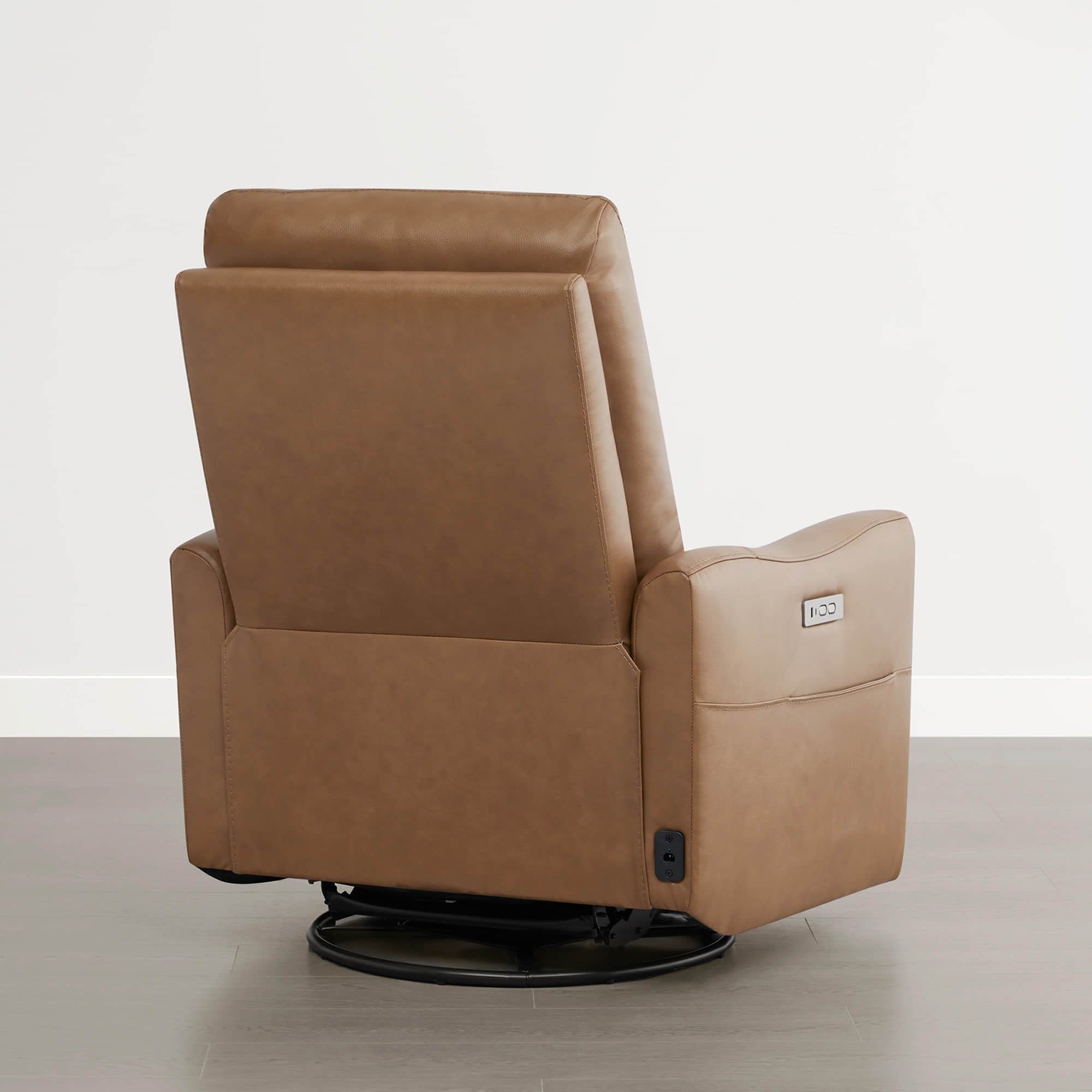 James Modern Genuine Leather Power Swivel Glider Recliner