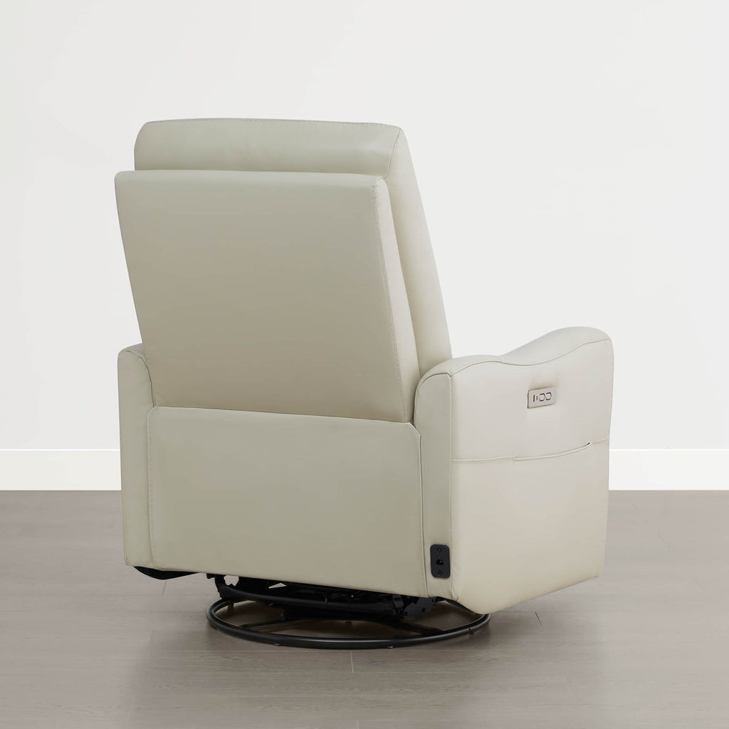 James Modern Genuine Leather Power Swivel Glider Recliner