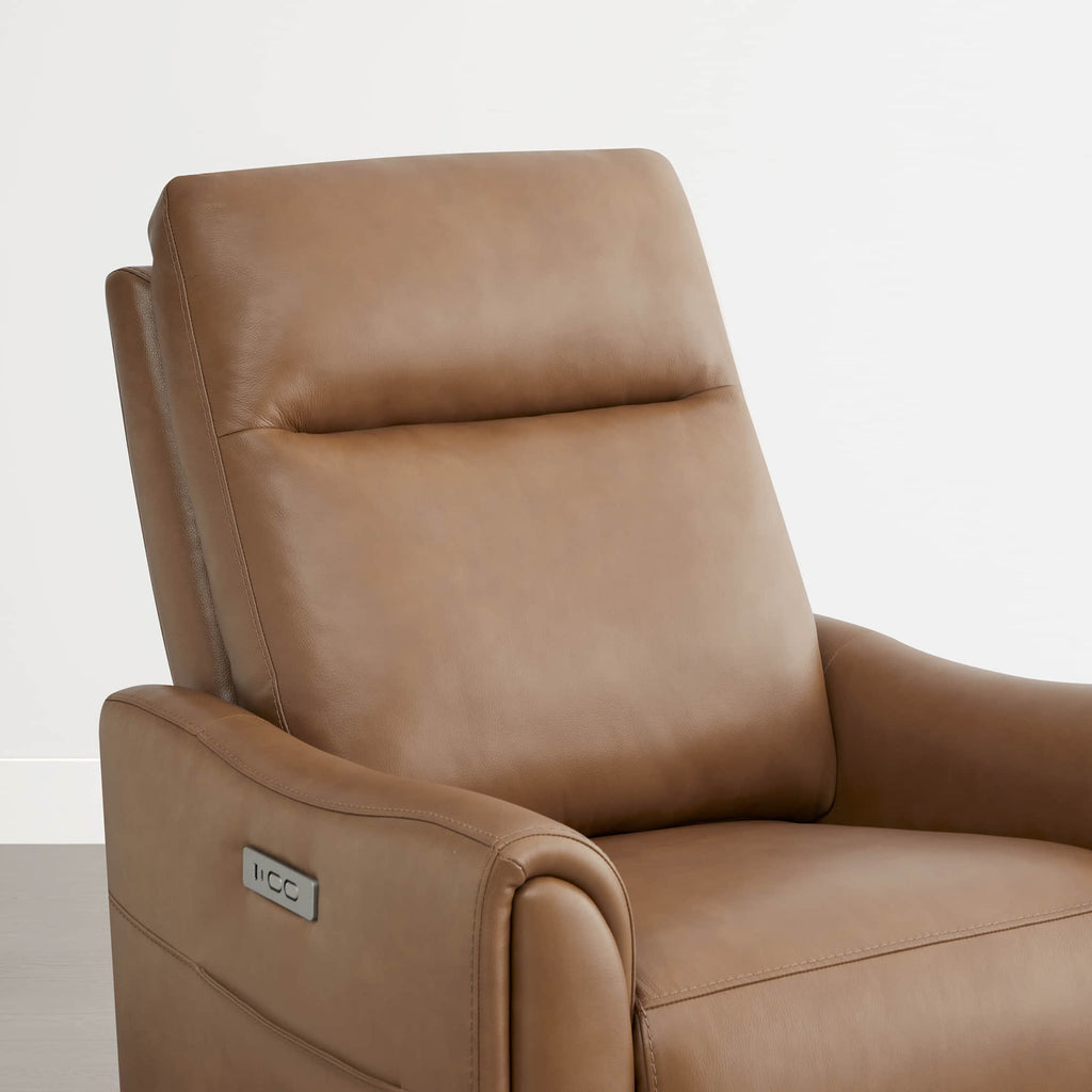 James Modern Genuine Leather Power Swivel Glider Recliner
