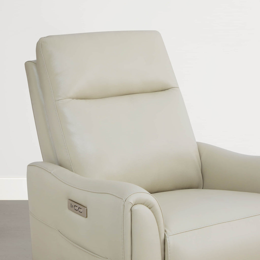 James Modern Genuine Leather Power Swivel Glider Recliner