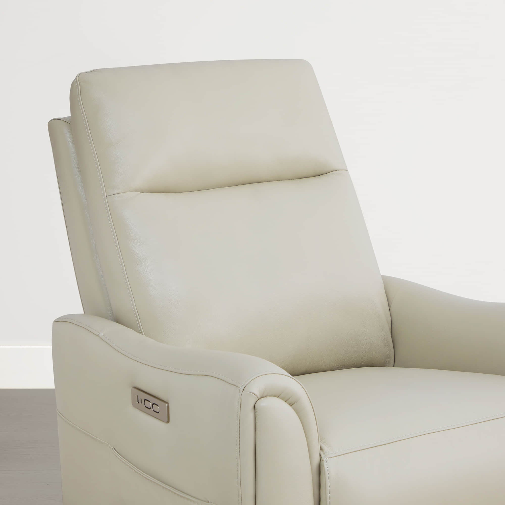 James Modern Genuine Leather Power Swivel Glider Recliner