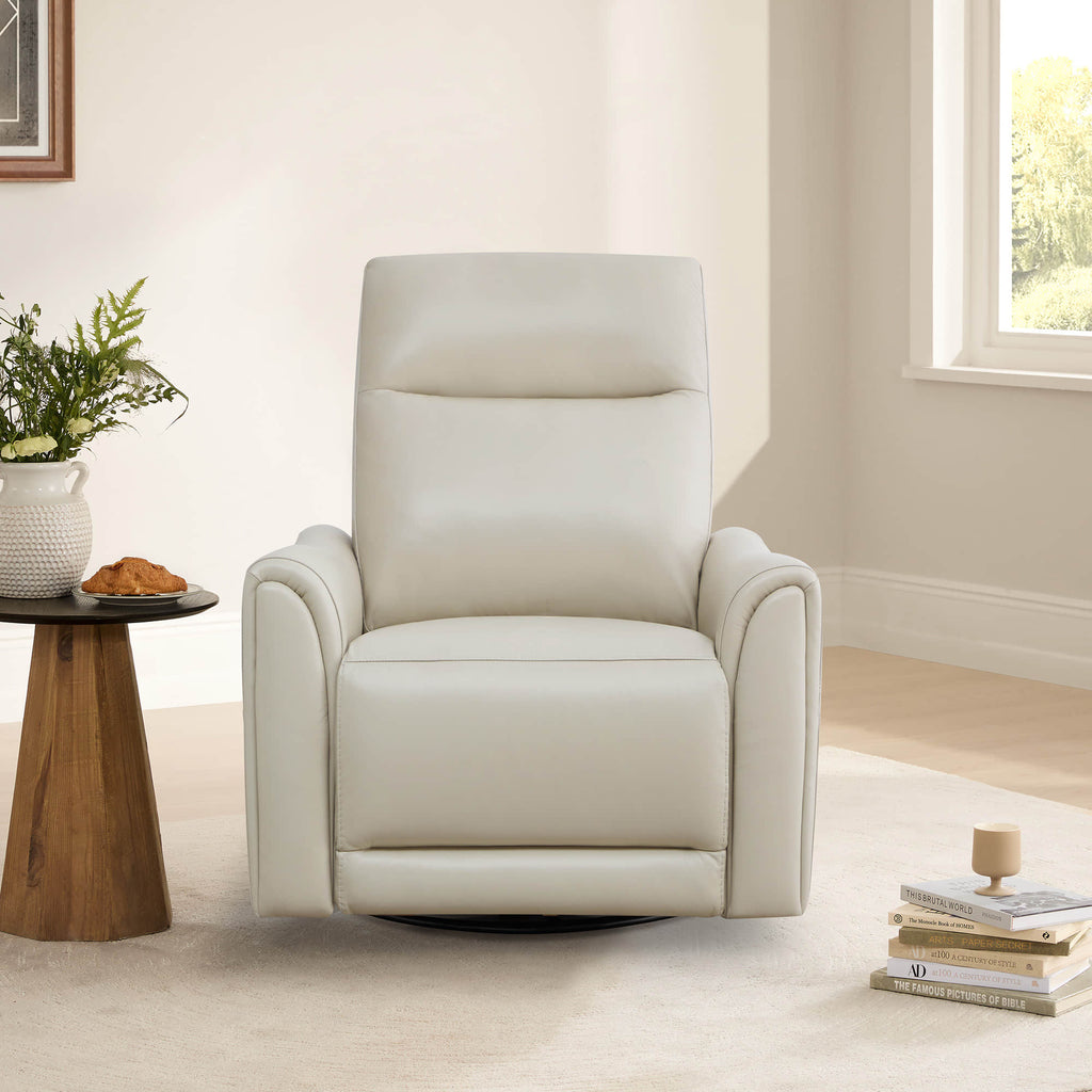 James Modern Genuine Leather Power Swivel Glider Recliner