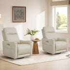 James Modern Genuine Leather Power Swivel Glider Recliner
