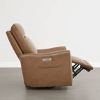 James Modern Genuine Leather Power Swivel Glider Recliner