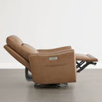 James Modern Genuine Leather Power Swivel Glider Recliner