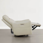 James Modern Genuine Leather Power Swivel Glider Recliner