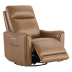 James Modern Genuine Leather Power Swivel Glider Recliner