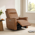 James Modern Genuine Leather Power Swivel Glider Recliner