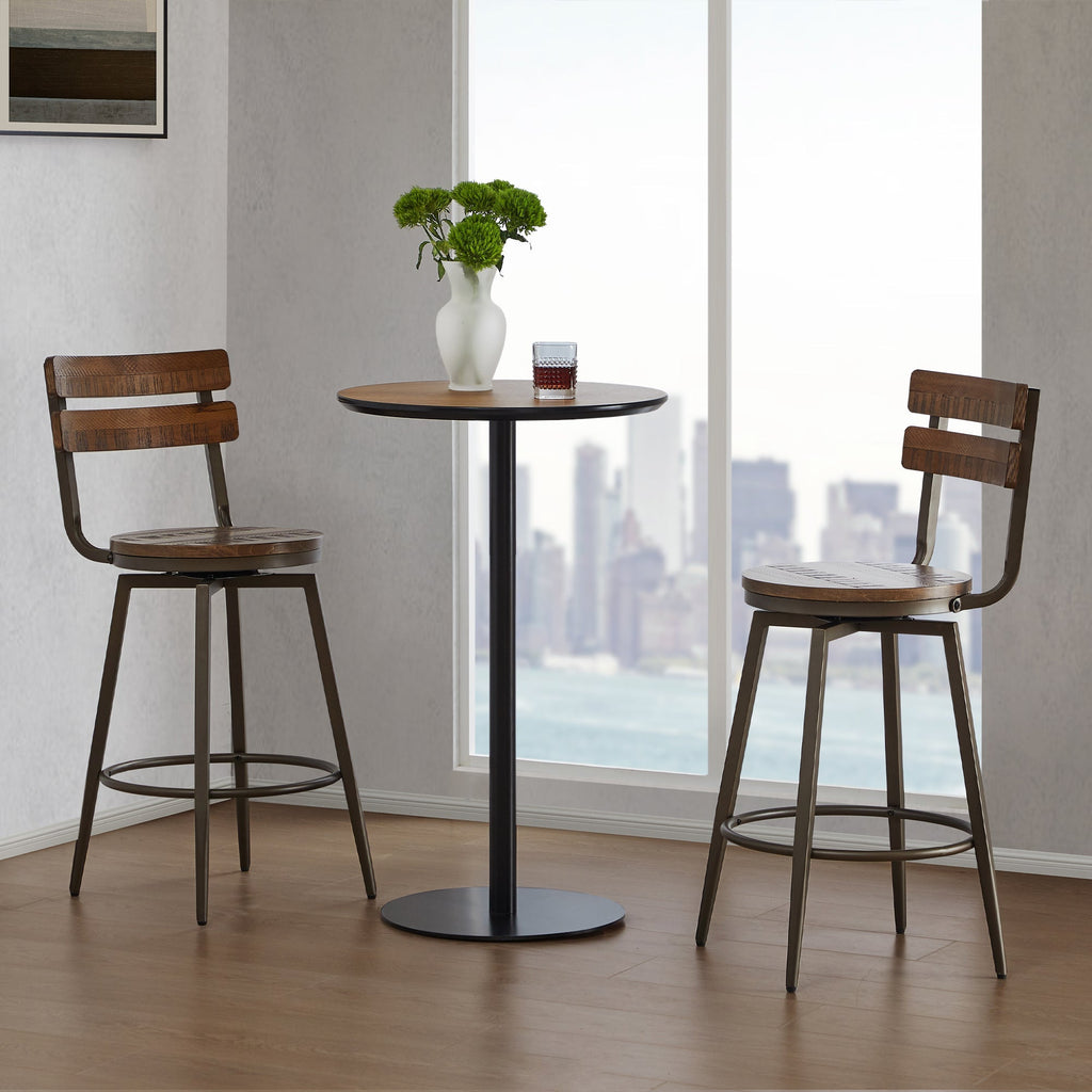 Blair Industrial Wood Seat Counter Stools