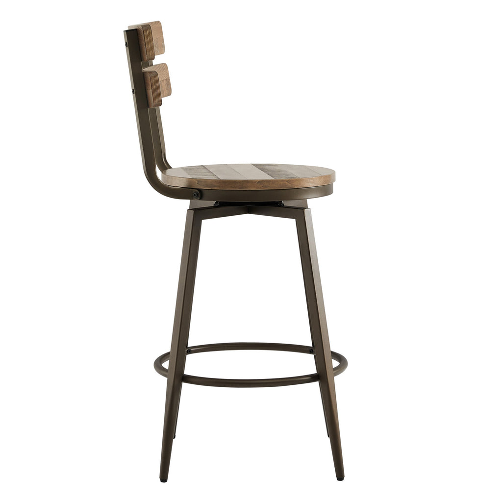 Blair Industrial Wood Seat Counter Stools