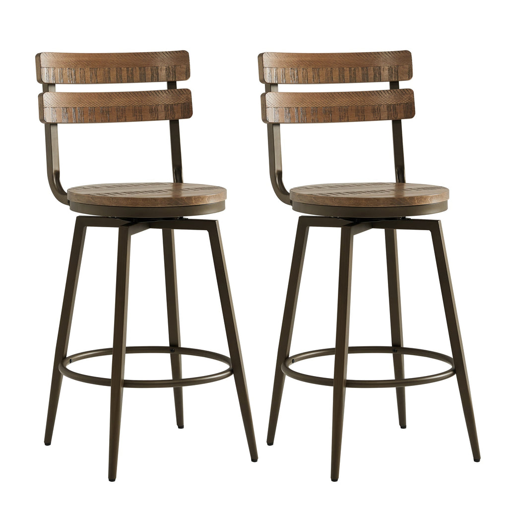 Blair Industrial Wood Seat Counter Stools