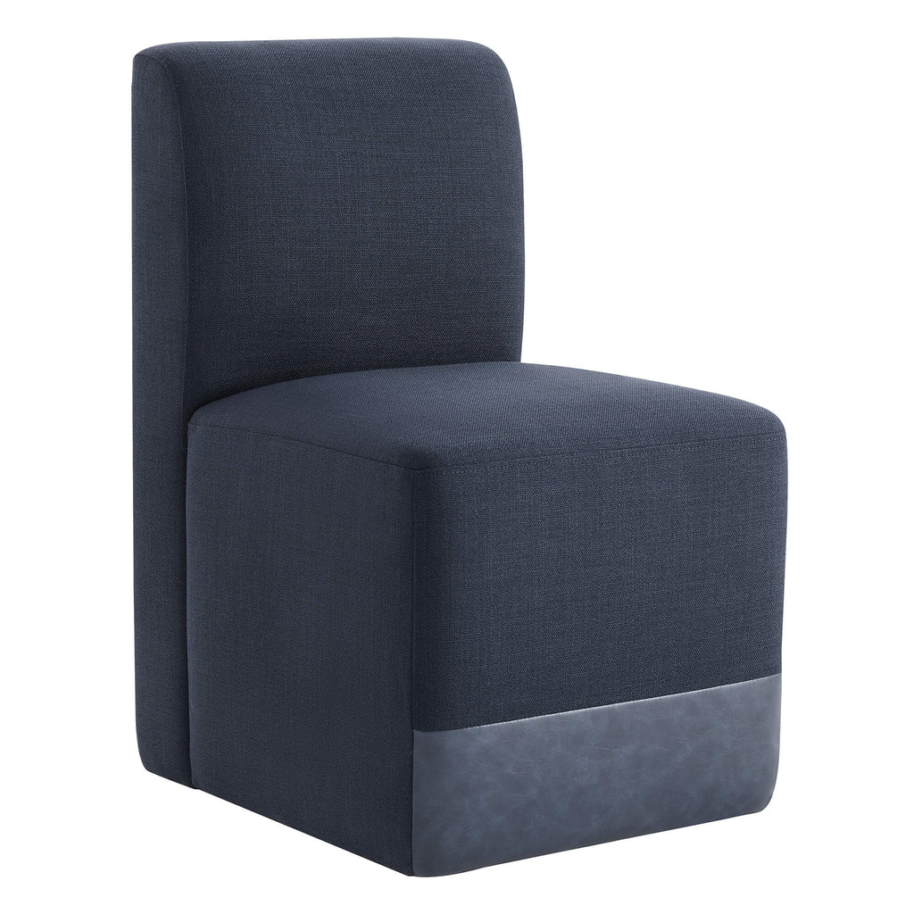 Aida Performance Fabric Rolling Dining Chair With Casters Base