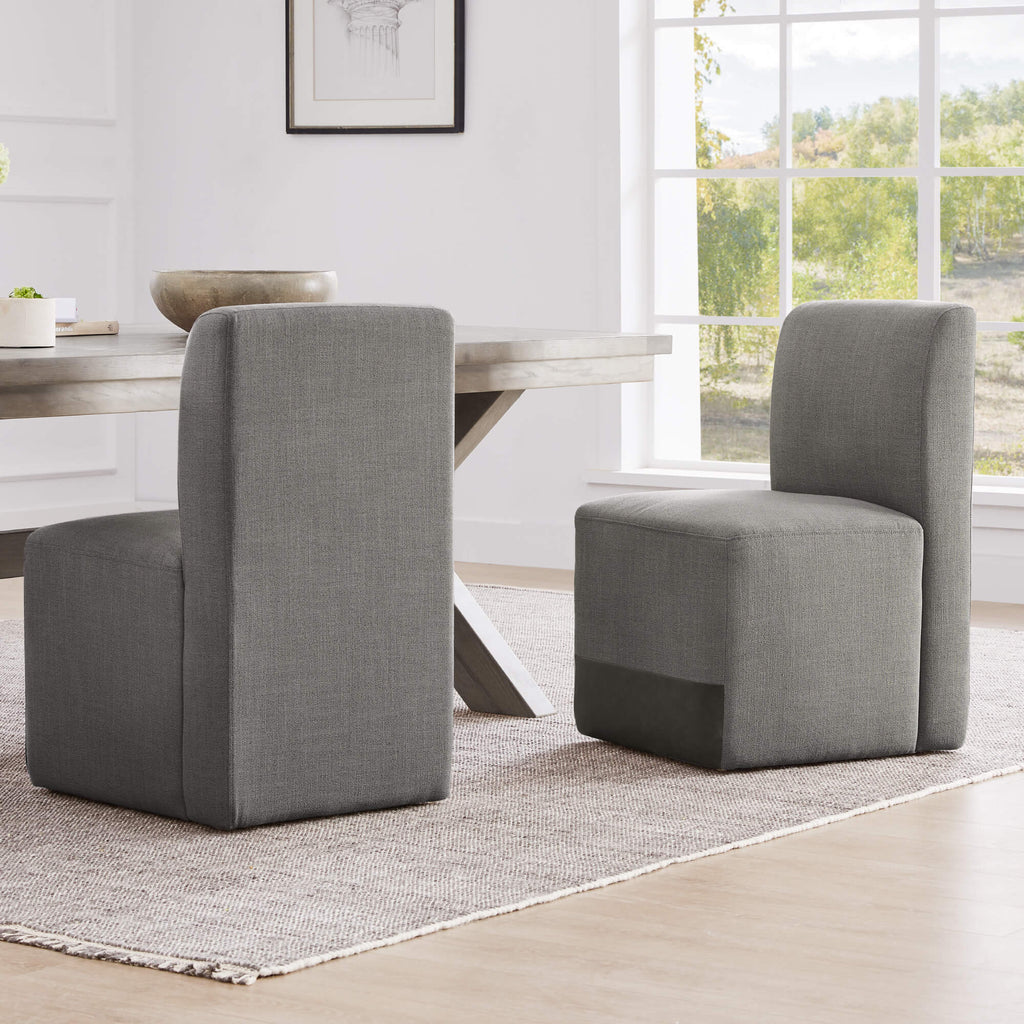 Aida Performance Fabric Rolling Dining Chair With Casters Base