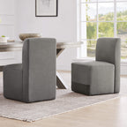 Aida Performance Fabric Rolling Dining Chair With Casters Base