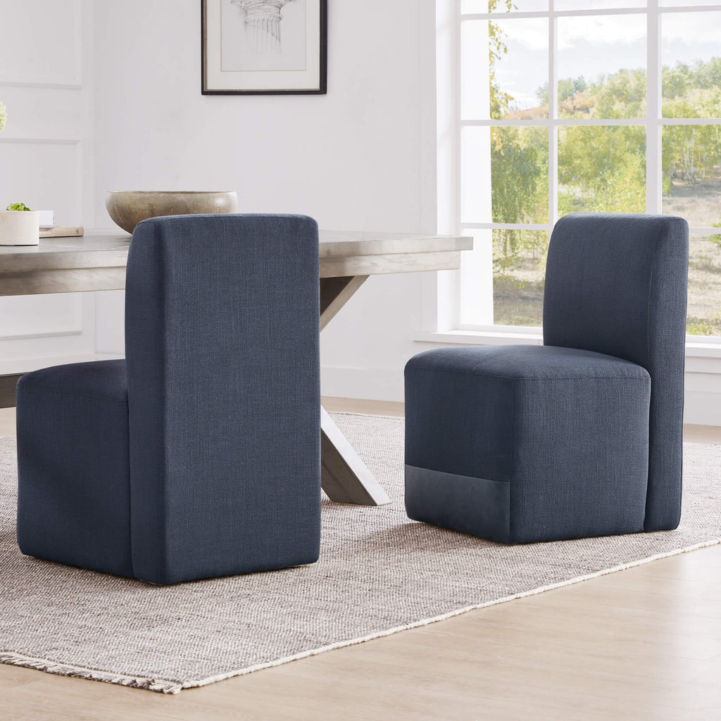 Aida Performance Fabric Rolling Dining Chair With Casters Base