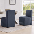 Aida Performance Fabric Rolling Dining Chair With Casters Base