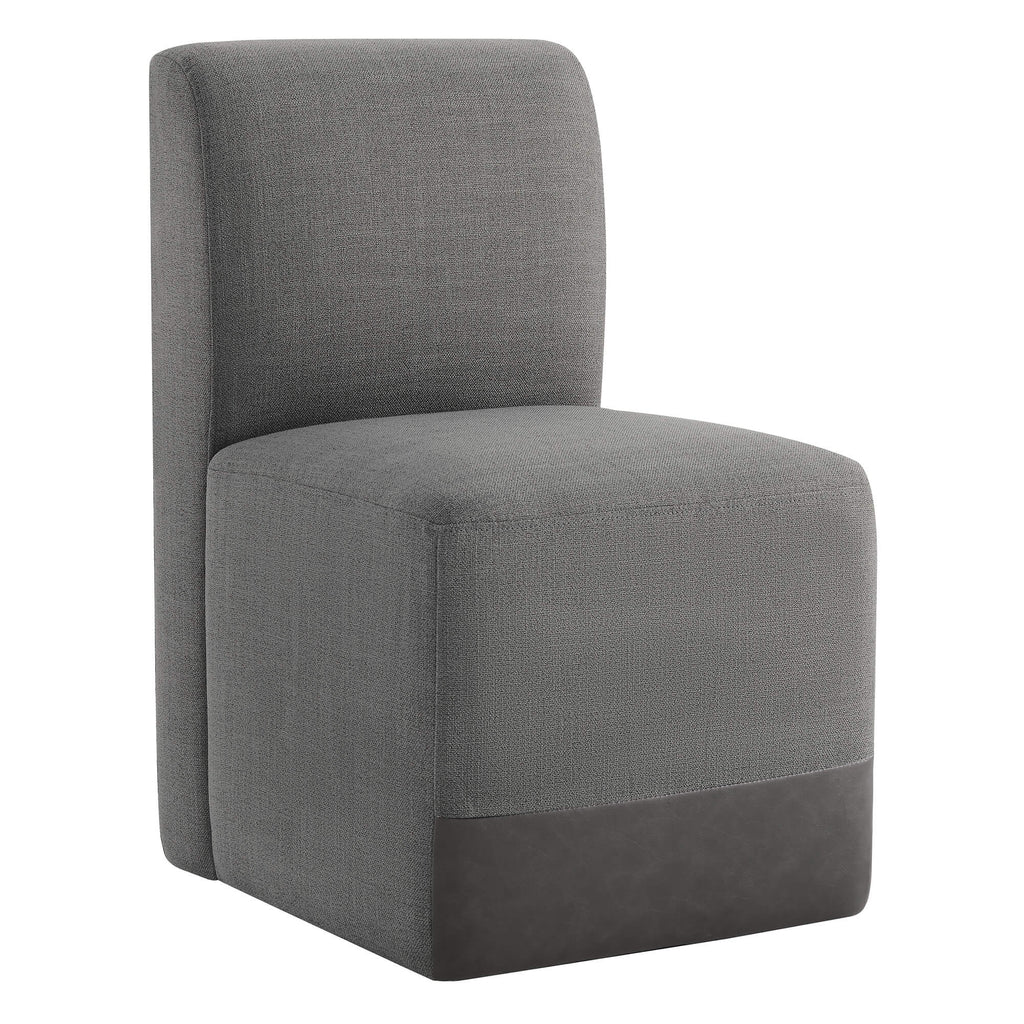 Aida Performance Fabric Rolling Dining Chair With Casters Base