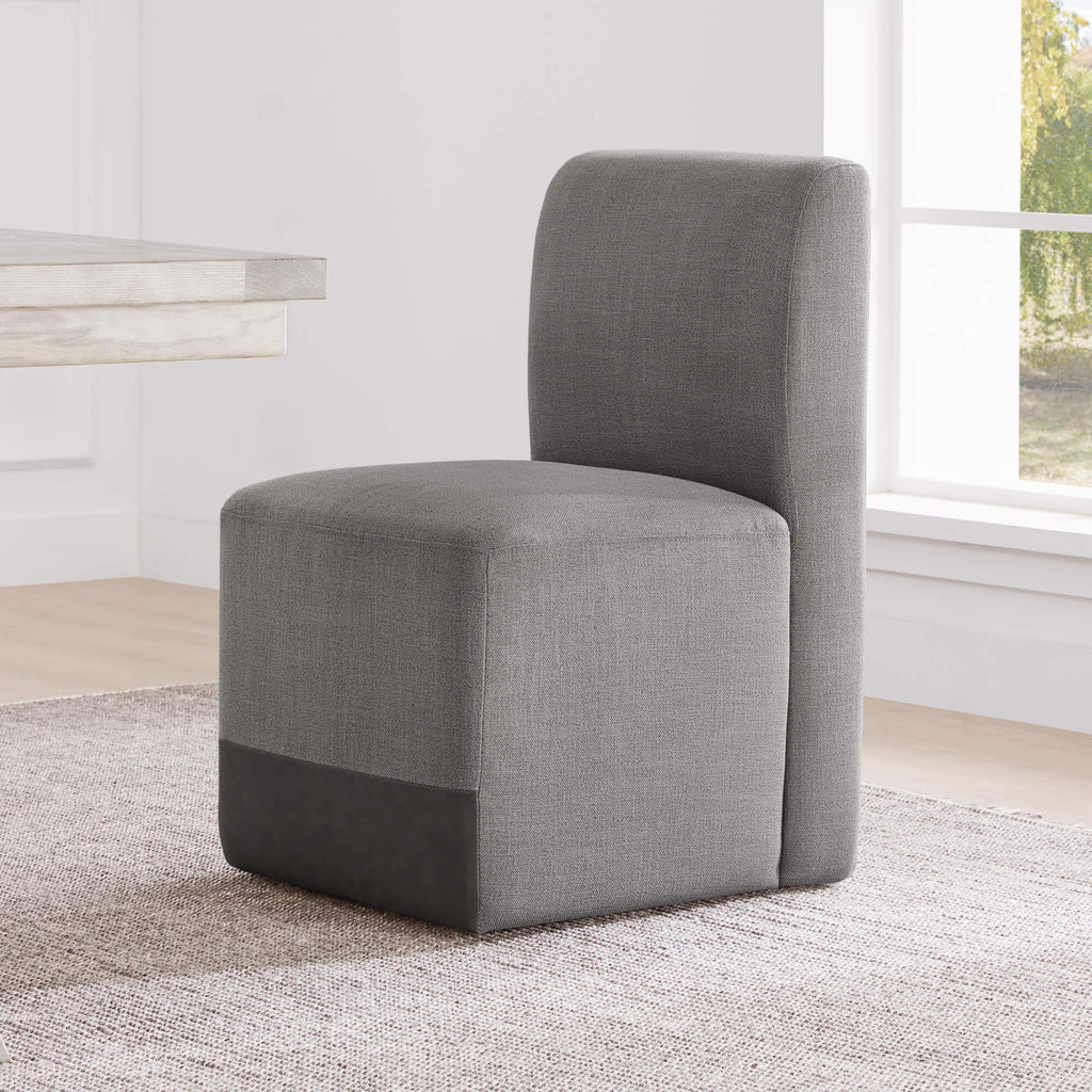 Aida Performance Fabric Rolling Dining Chair With Casters Base