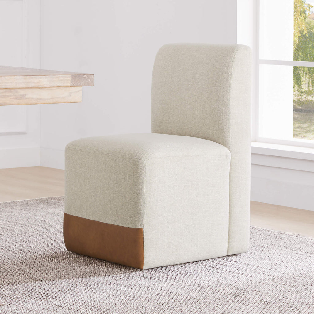 Aida Performance Fabric Rolling Dining Chair With Casters Base
