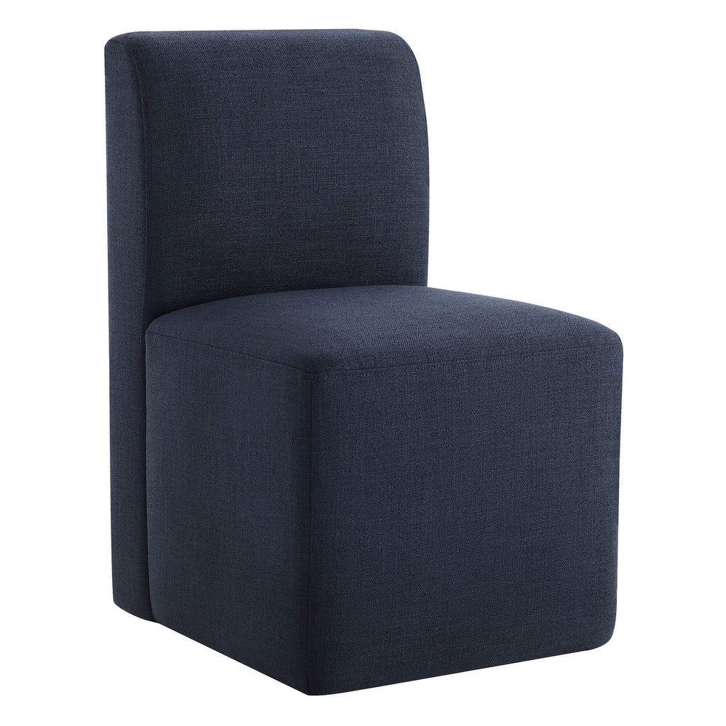 Aida Performance Fabric Rolling Dining Chair With Casters Base