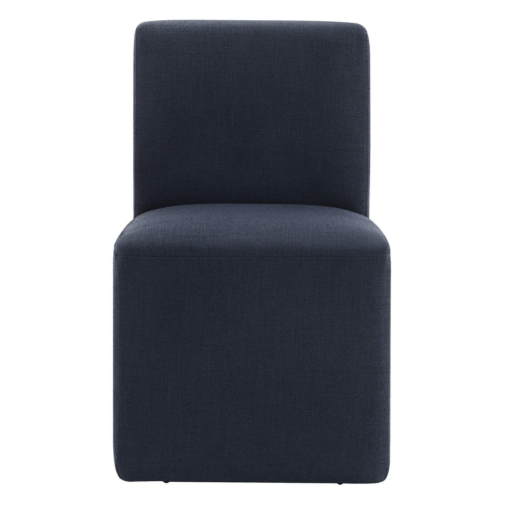 Aida Performance Fabric Rolling Dining Chair With Casters Base