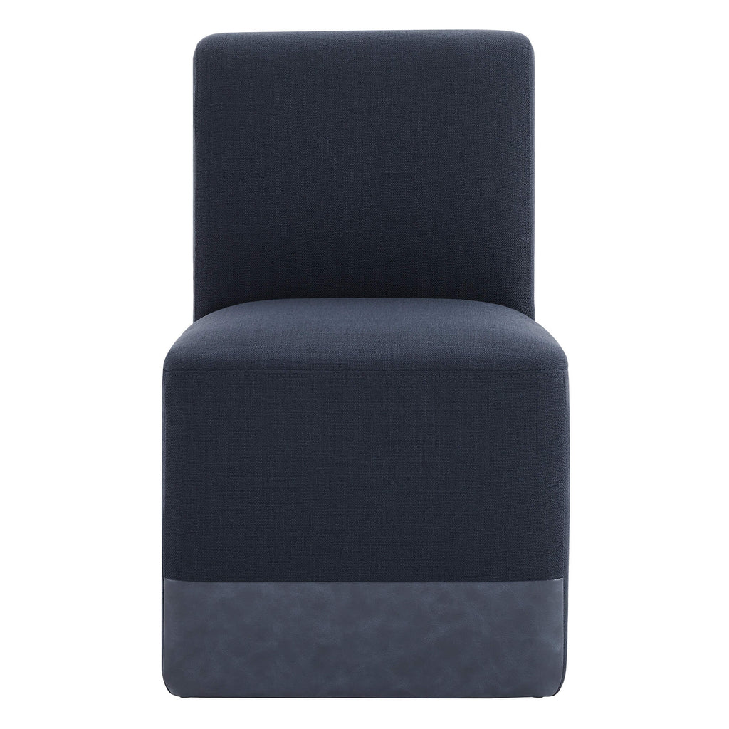 Aida Performance Fabric Rolling Dining Chair With Casters Base