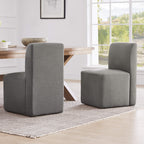 Aida Performance Fabric Rolling Dining Chair With Casters Base