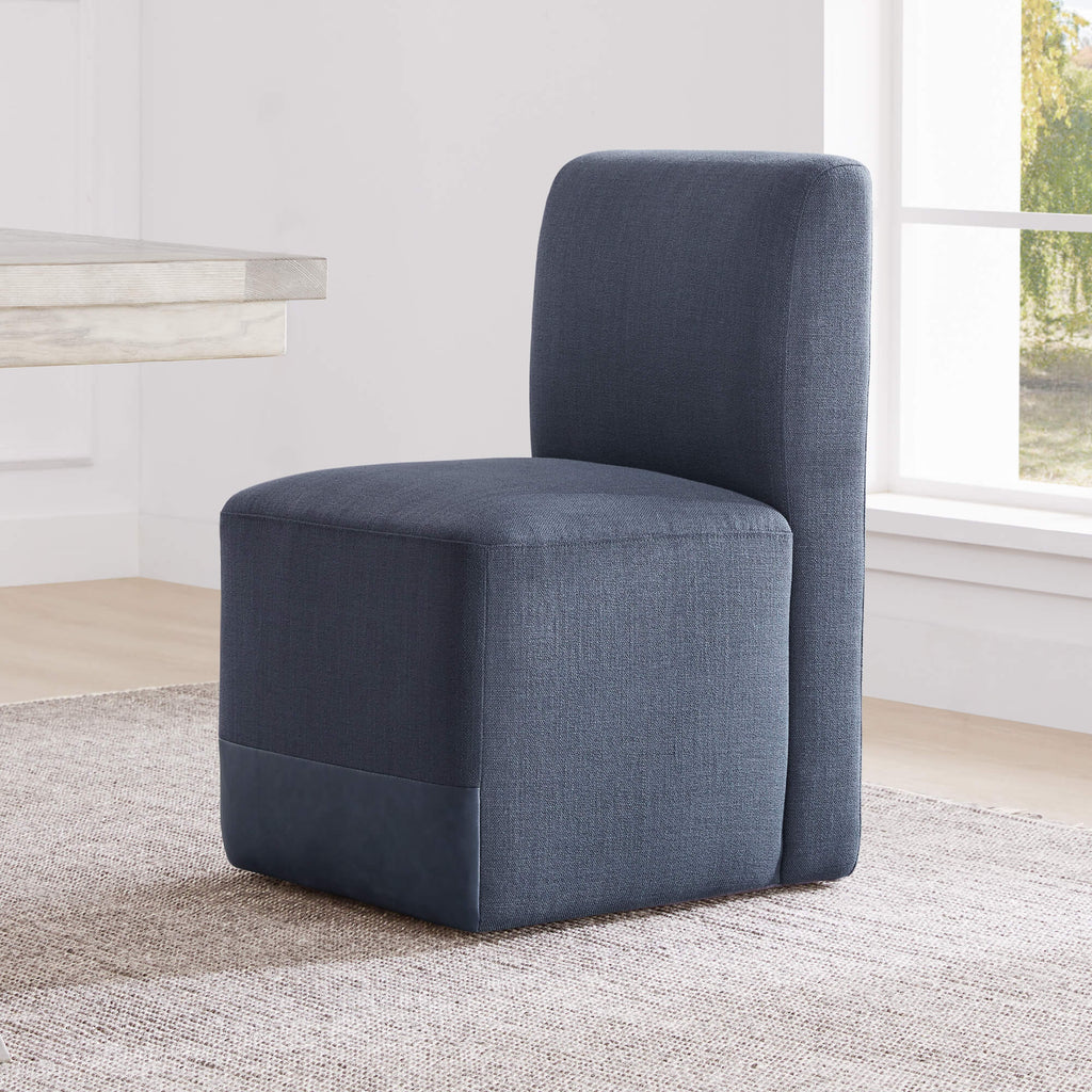 Aida Performance Fabric Rolling Dining Chair With Casters Base