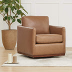 Fauteuil pivotant Henry avec base en bois