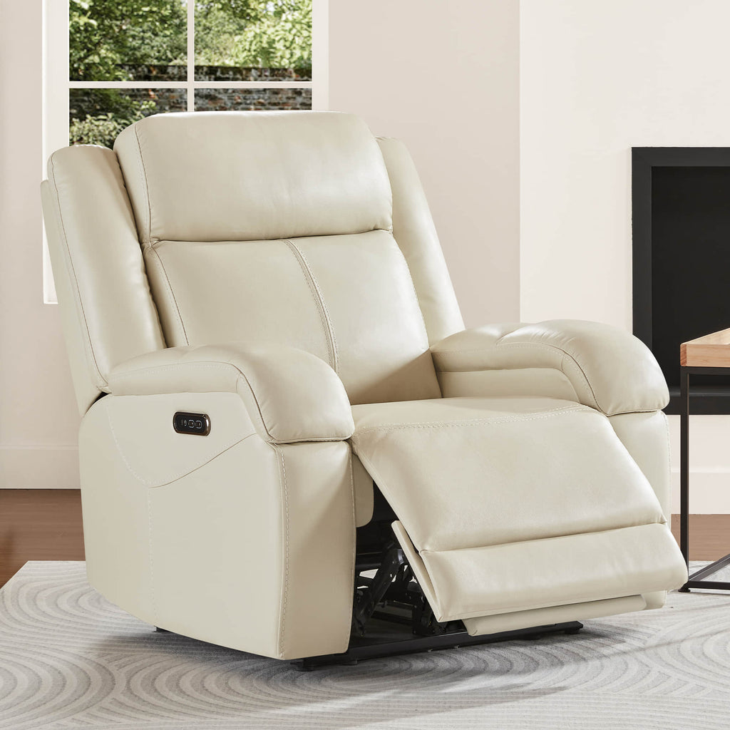 Isaac Genuine Leather Wall Hugger Power Recliner with Power Headrest