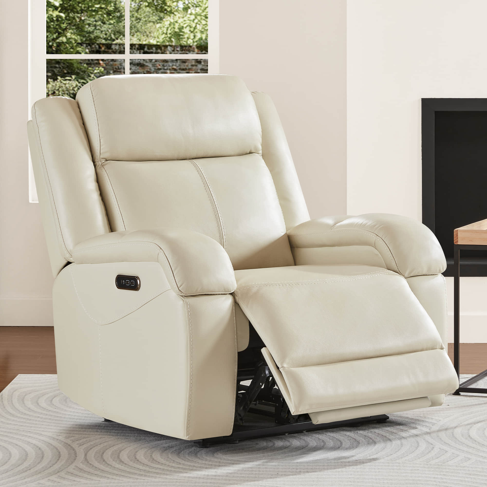 Isaac Genuine Leather Wall Hugger Power Recliner with Power Headrest