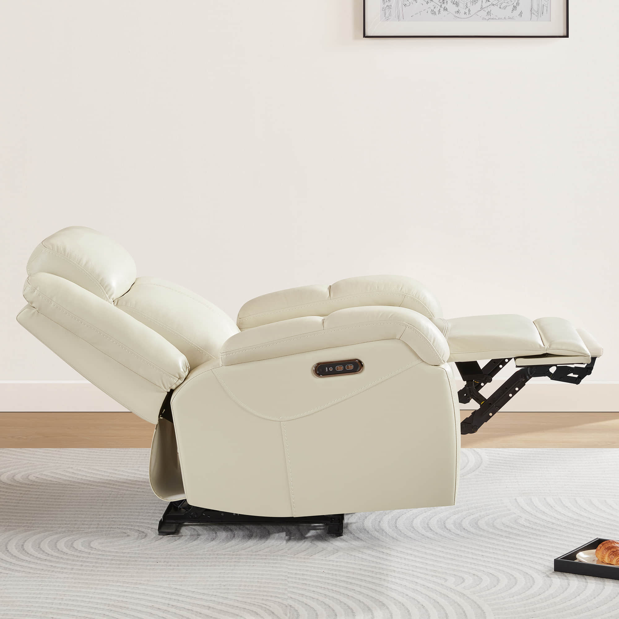 Isaac Genuine Leather Wall Hugger Power Recliner with Power Headrest