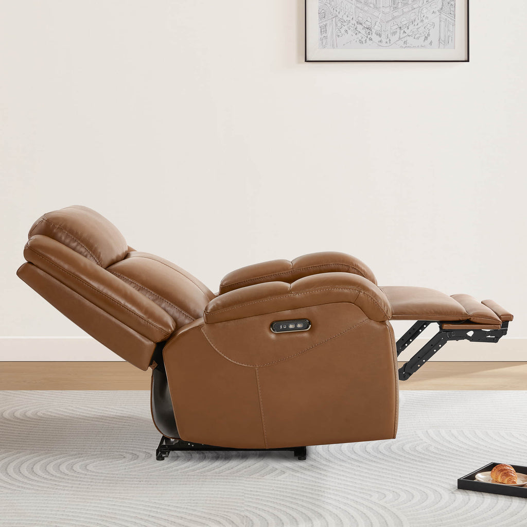 Isaac Genuine Leather Wall Hugger Power Recliner with Power Headrest
