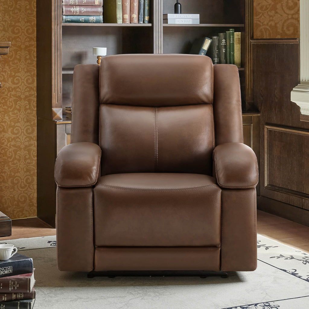 Isaac Genuine Leather Wall Hugger Power Recliner with Power Headrest