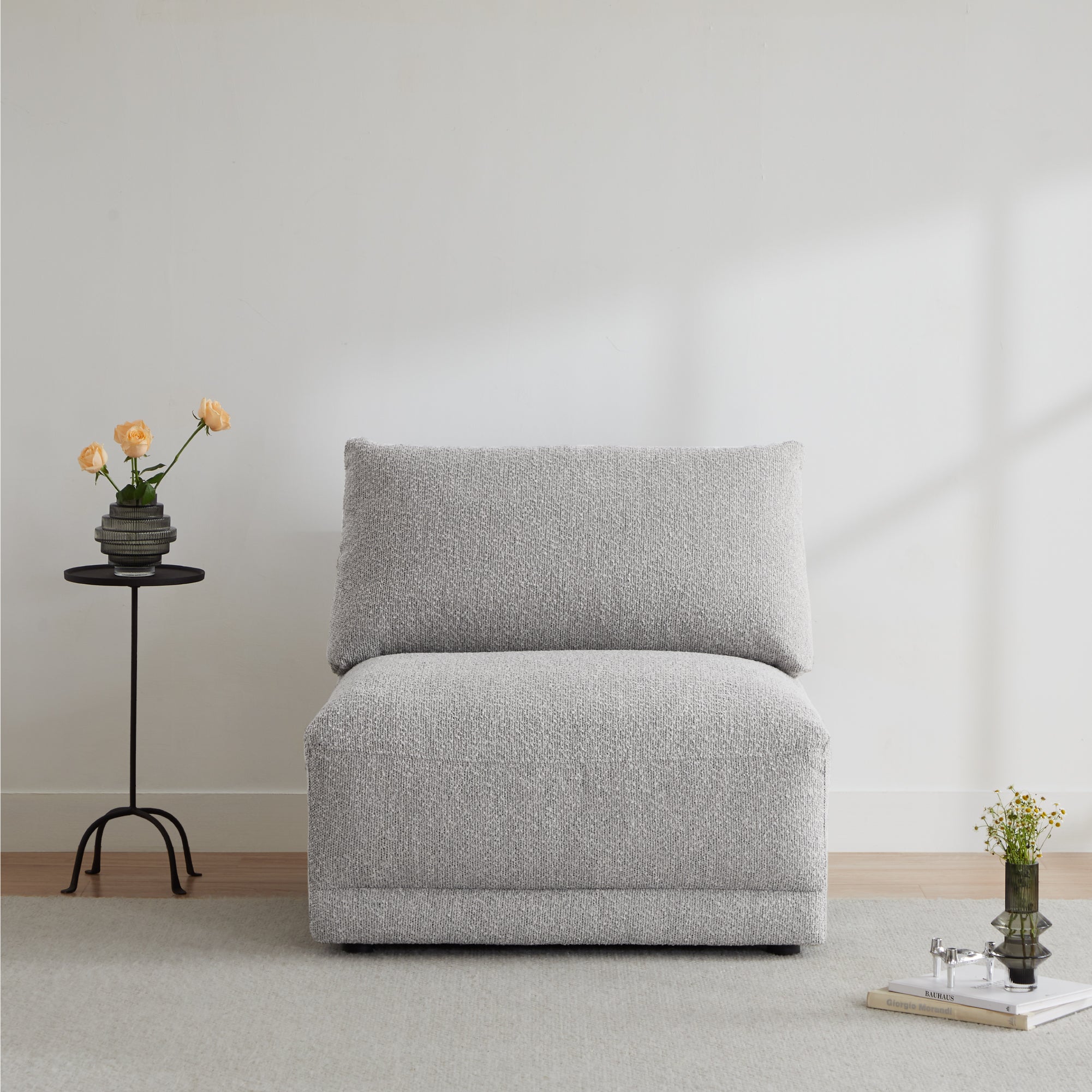 Josie Performance Boucle Ottoman / Armless Chair