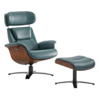 Elvin Genuine Leather Recliner Lounge Chair & Ottoman