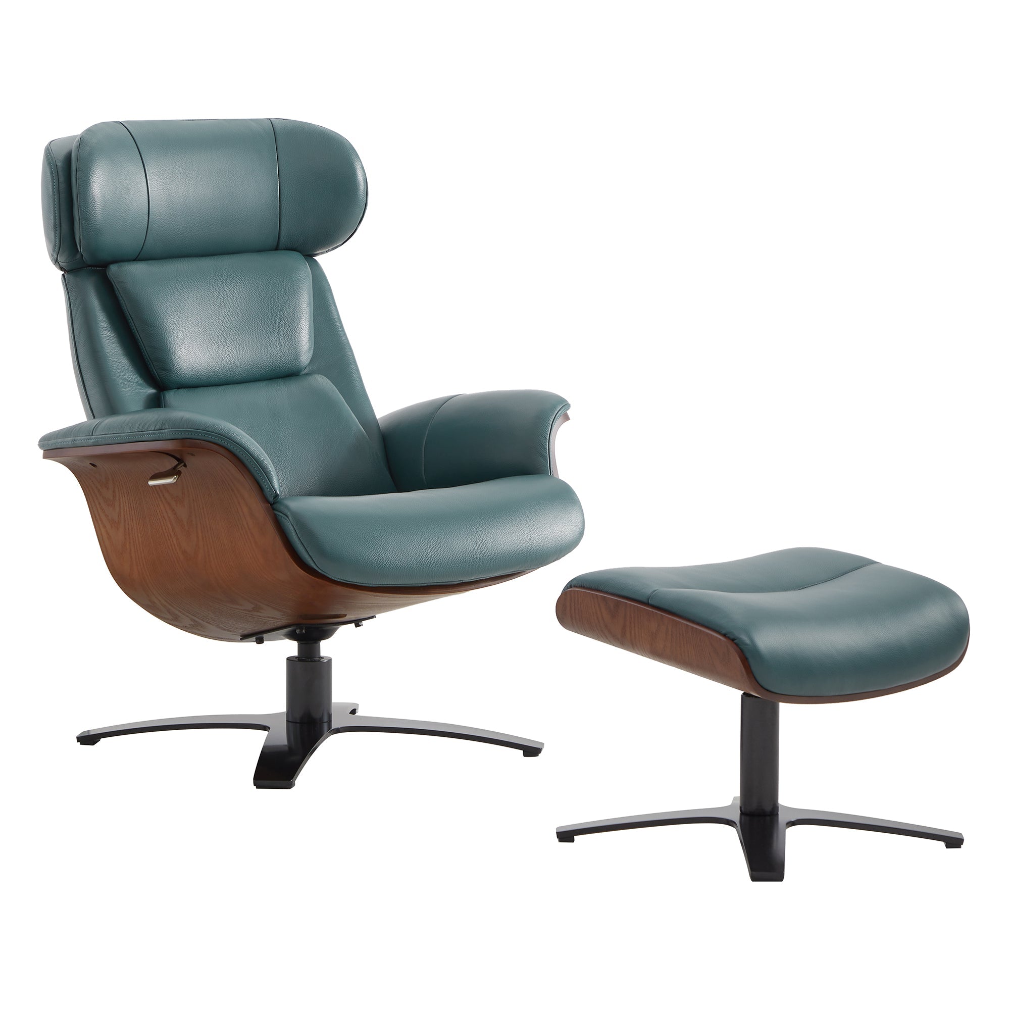 Elvin Genuine Leather Recliner Lounge Chair & Ottoman