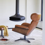 Elvin Genuine Leather Recliner Lounge Chair & Ottoman