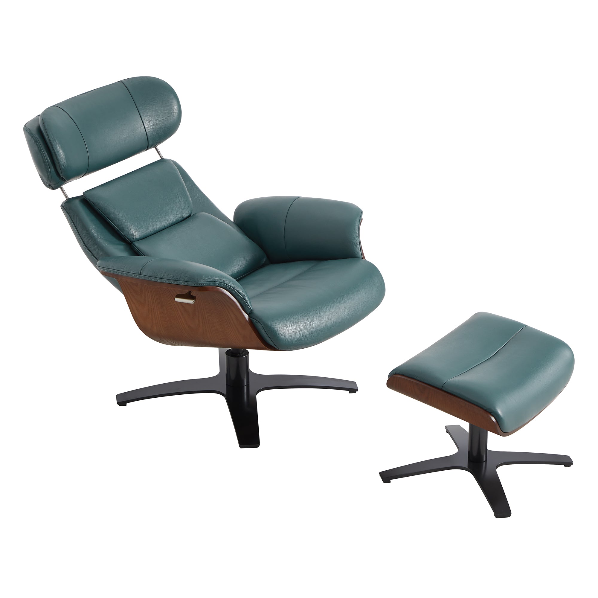 Elvin Genuine Leather Recliner Lounge Chair & Ottoman