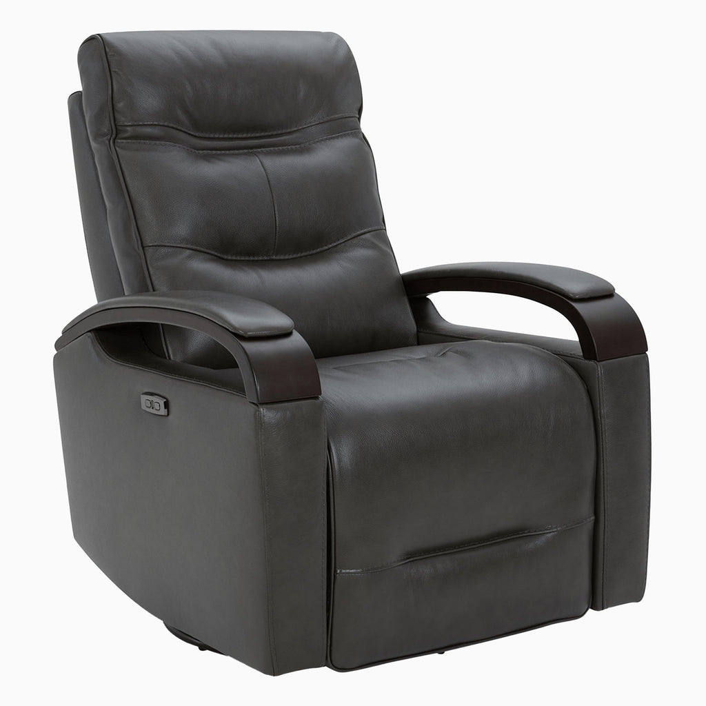 Gentry Leather Power Swivel Glider Recliner with Charging Port