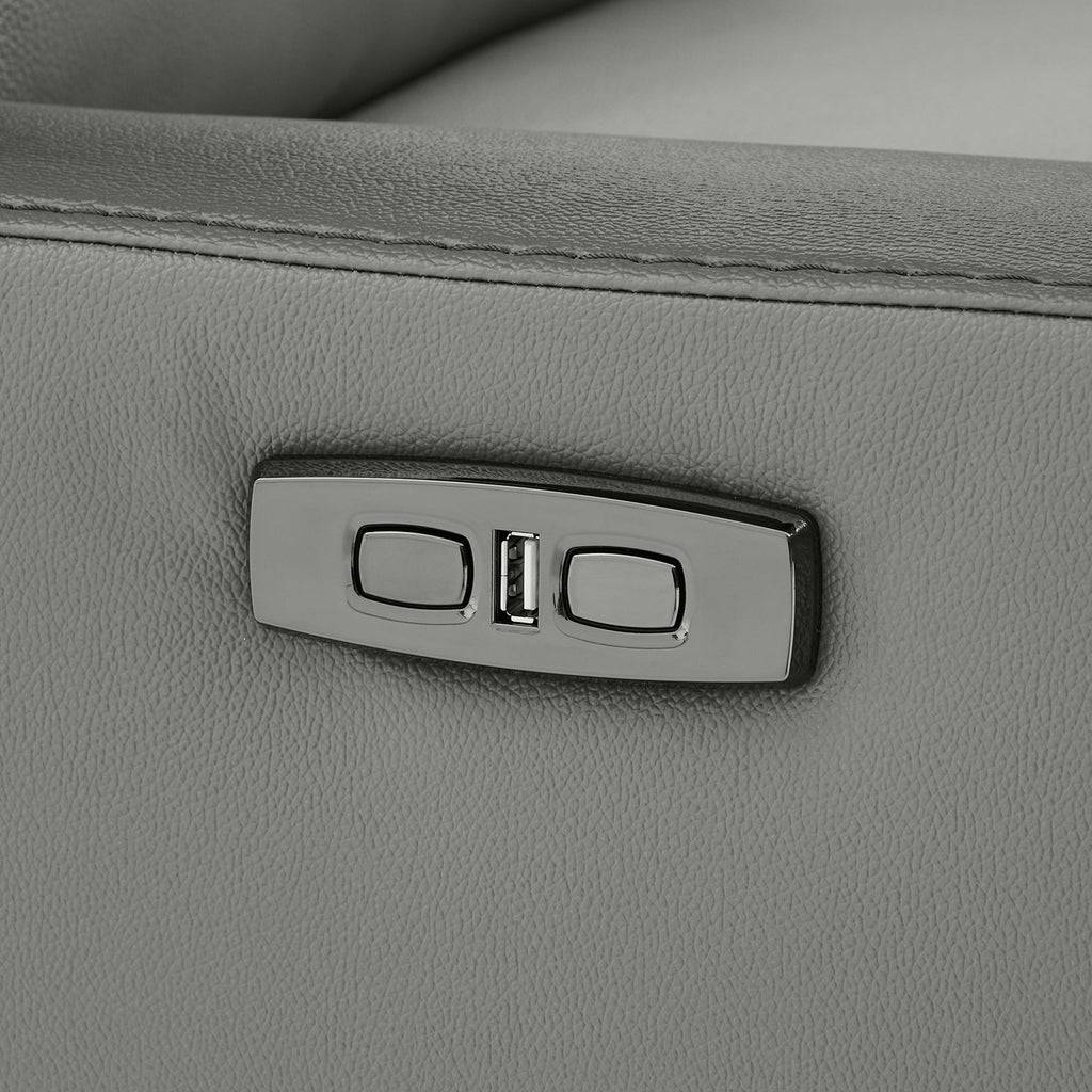 Gentry Leather Power Swivel Glider Recliner with Charging Port