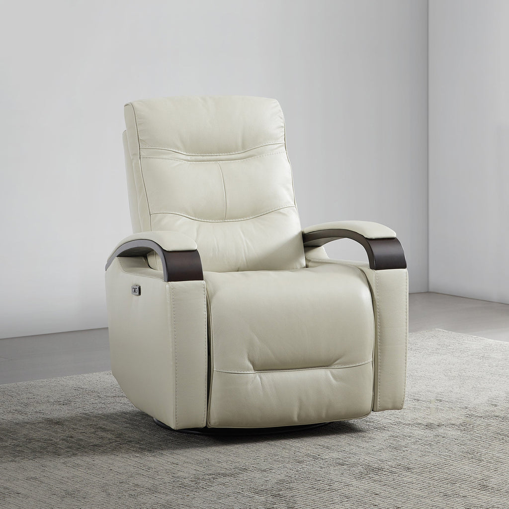 Gentry Leather Power Swivel Glider Recliner with Charging Port