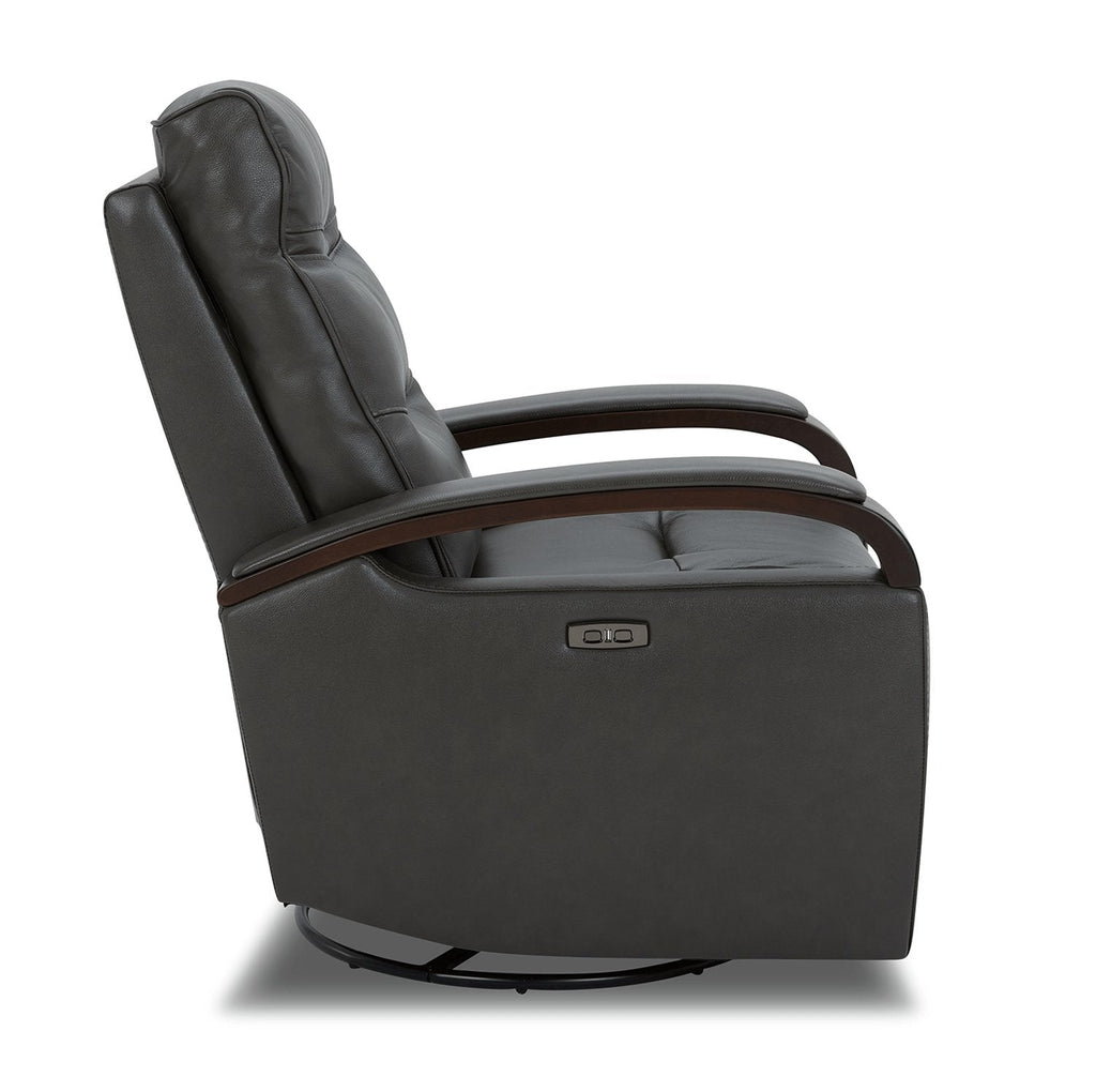 Gentry Leather Power Swivel Glider Recliner with Charging Port