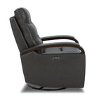 Gentry Leather Power Swivel Glider Recliner with Charging Port