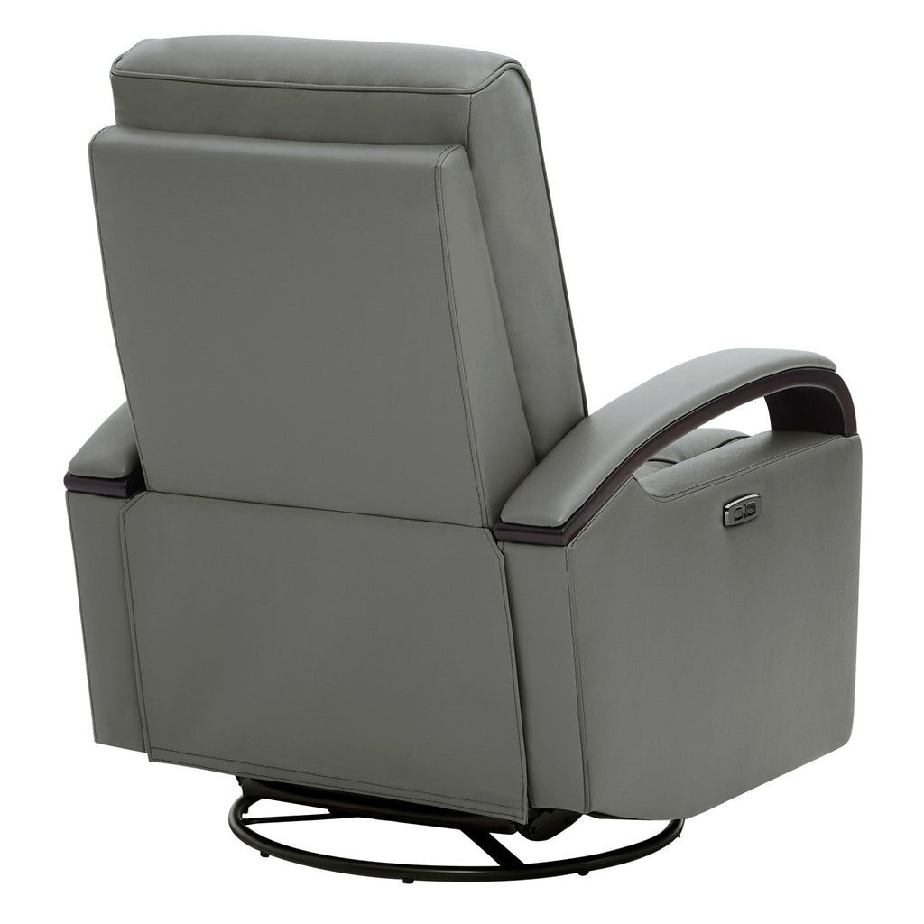 Gentry Leather Power Swivel Glider Recliner with Charging Port