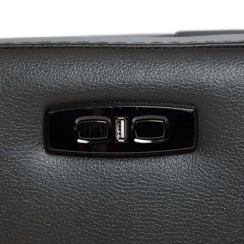 Gentry Leather Power Swivel Glider Recliner with Charging Port