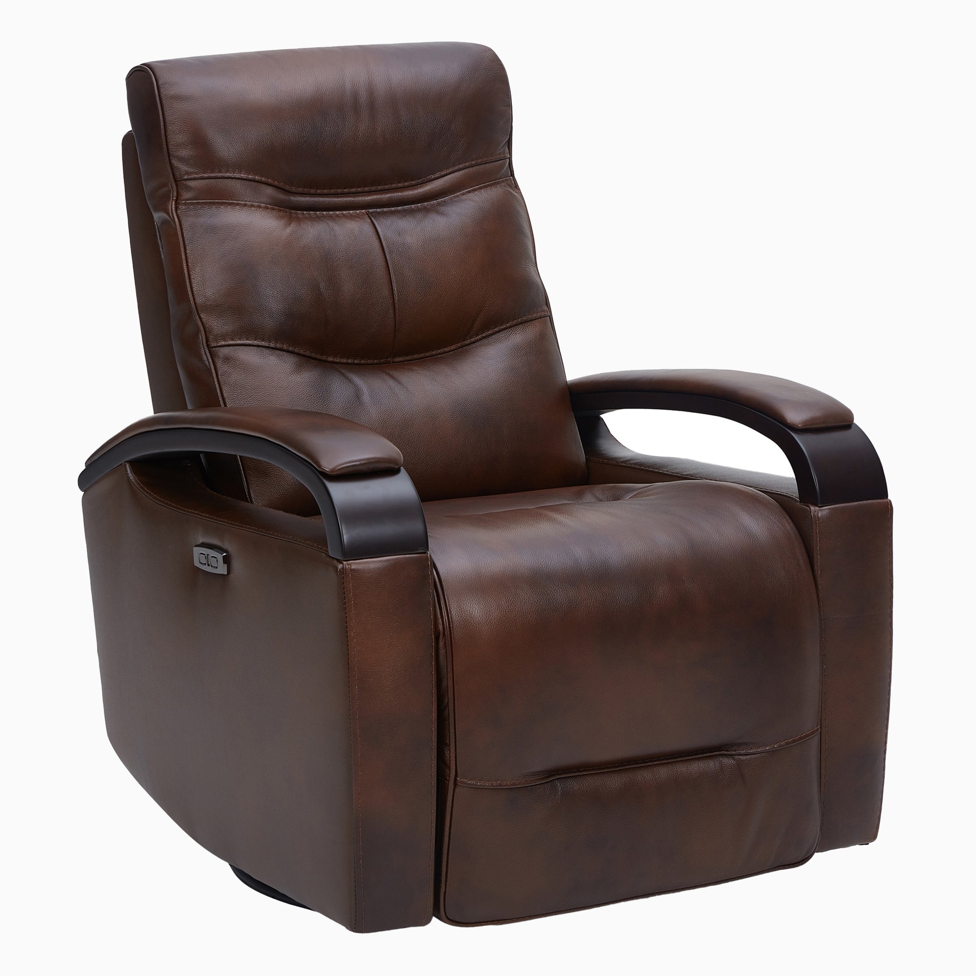 Gentry Leather Power Swivel Glider Recliner with Charging Port