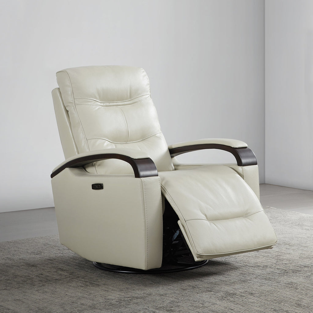 Gentry Leather Power Swivel Glider Recliner with Charging Port
