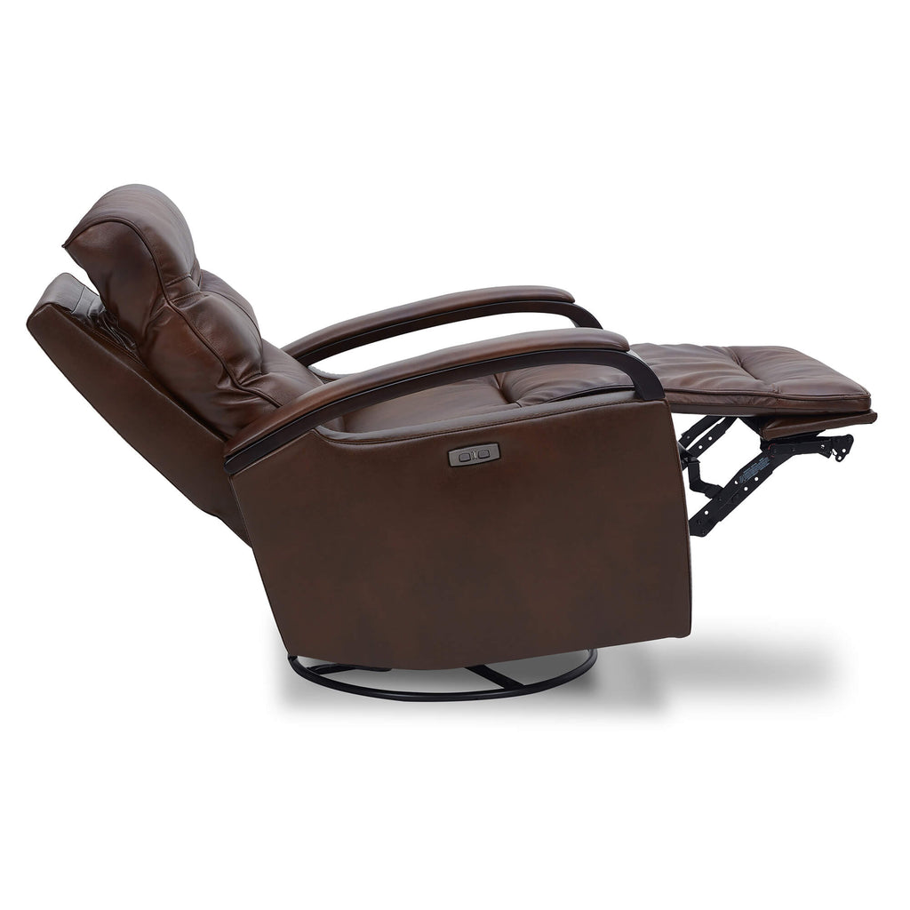 Gentry Leather Power Swivel Glider Recliner with Charging Port