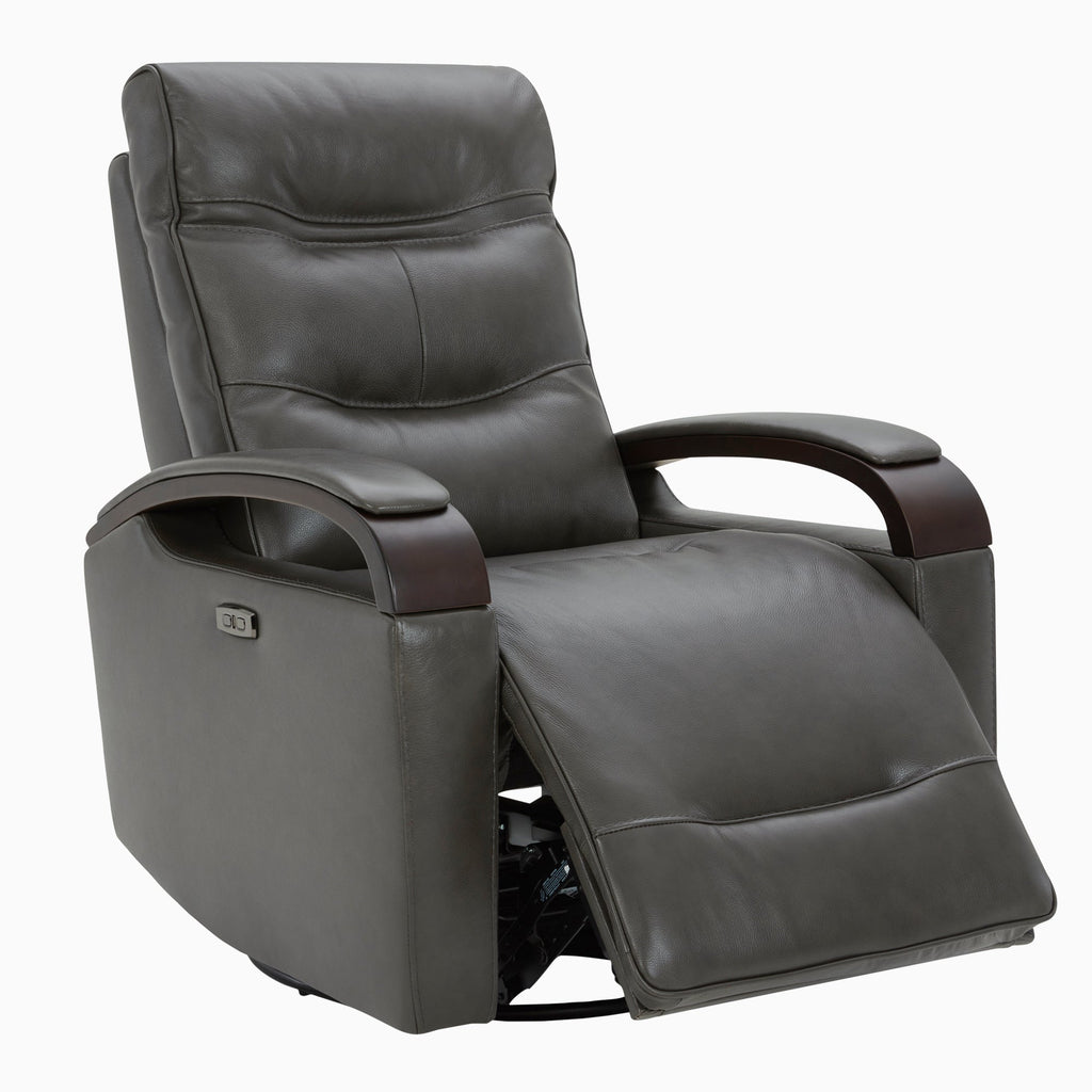 Gentry Leather Power Swivel Glider Recliner with Charging Port
